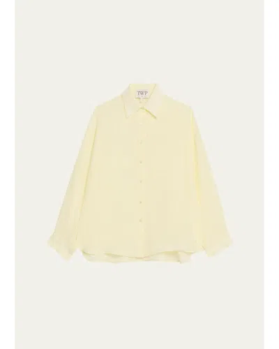 Twp Something Borrowed Linen Shirt In Glass Green
