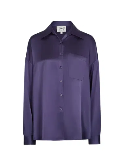 Twp Something Borrowed Silk Shirt In Purple
