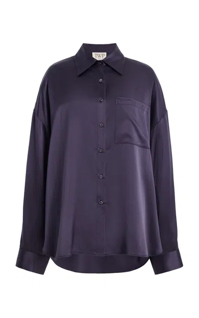 Twp Something Borrowed Silk Shirt In Purple