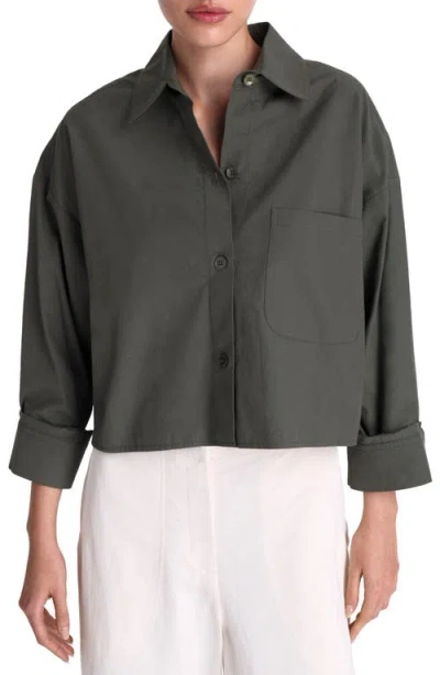 Twp Soon To Be Ex Crop Button-up Shirt In Rosen Green