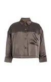 Twp Soon To Be Ex Cropped Silk Shirt In Brown