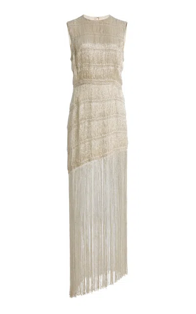 Twp Stairway To Heaven Fringed Maxi Dress In Brown