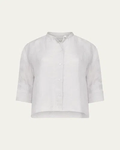 Twp Stand Collar Cut Off Shirt In White