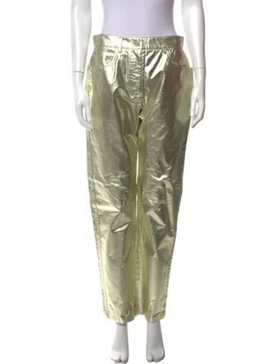 Pre-owned Twp Straight Leg Pants In Metallic/yellow