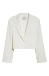 Twp Stretch Cotton & Wool Blazer With Pleat Placket In Ivory