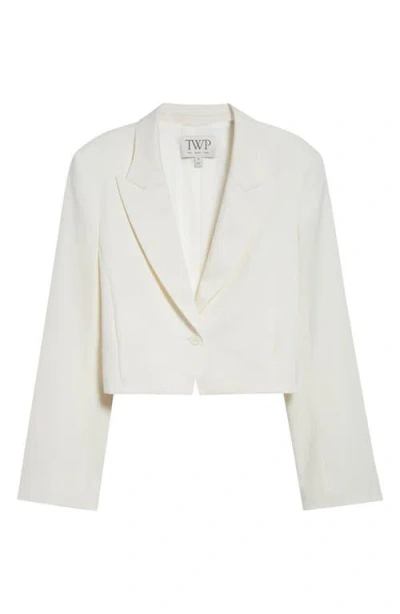 Twp Stretch Cotton & Wool Blazer With Pleat Placket In Ivory
