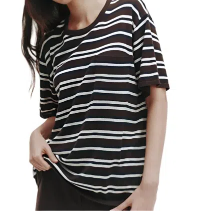 Twp Striped Big Boy Tee In Midnight/ivory/dark Chocolate In Brown