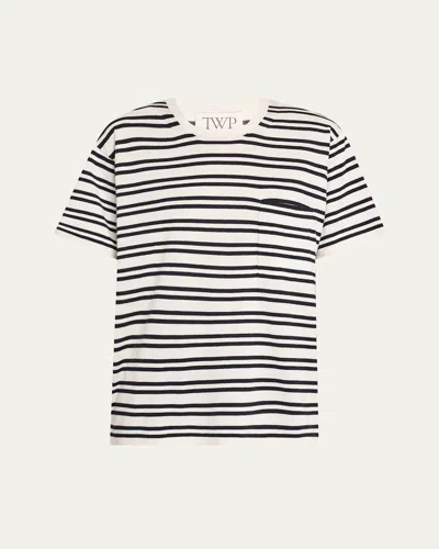 Twp Striped Big Boy Tee In Ivory Midnight