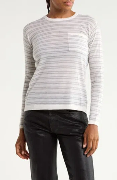 Twp Striped Cashmere Crewneck Sweater In White