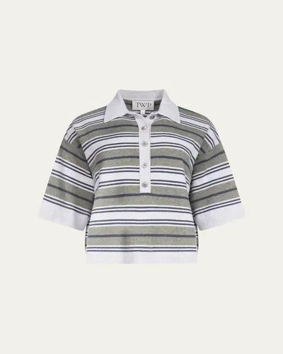 Twp Striped Cashmere Polo Sweater