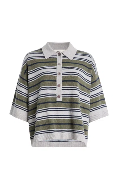 Twp Striped Cashmere Polo Sweater In Green
