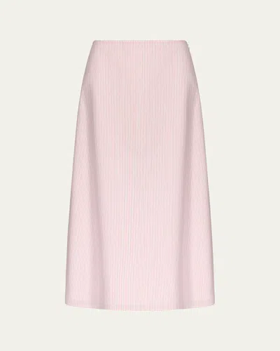 Twp Striped Cotton A-line Skirt In Pink