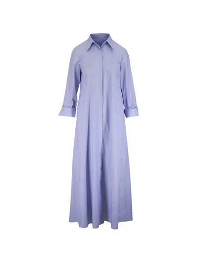 Twp Striped Cotton-poplin Shirt Dress In Purple