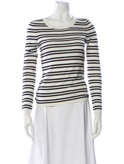 Pre-owned Twp Striped Crew Neck Top W/ Tags In White