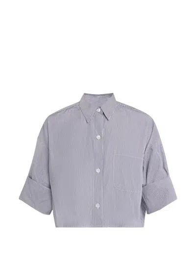 Twp Striped Cropped Shirt In Blue