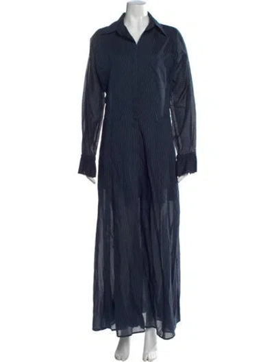 Pre-owned Twp Striped Long Dress In Blue