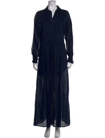 Pre-owned Twp Striped Long Dress In Blue