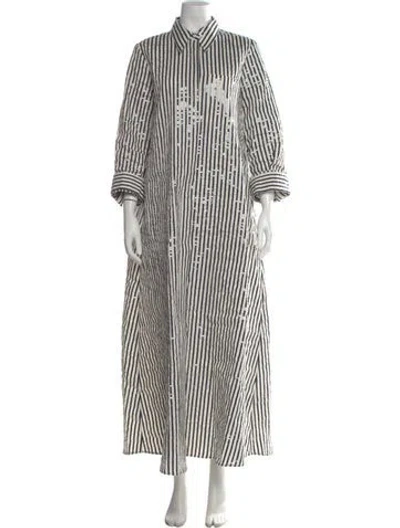 Pre-owned Twp Striped Long Dress In Neutral