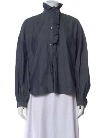 Pre-owned Twp Striped Long Sleeve Blouse In Blue