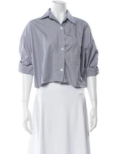 Pre-owned Twp Striped Long Sleeve Button-up Top In Blue