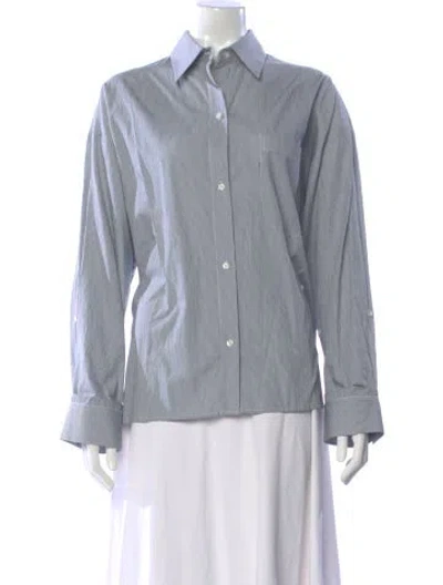 Pre-owned Twp Striped Long Sleeve Button-up Top In Blue