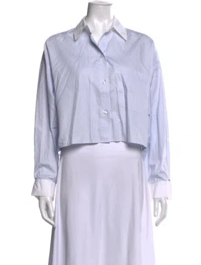 Pre-owned Twp Striped Long Sleeve Button-up Top In Blue