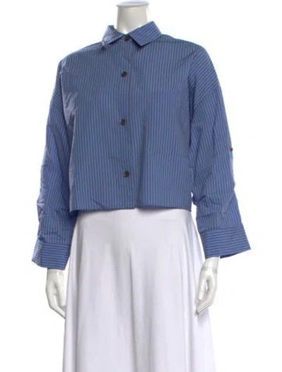 Pre-owned Twp Striped Long Sleeve Button-up Top In Blue