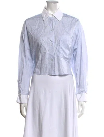 Pre-owned Twp Striped Long Sleeve Button-up Top In Blue