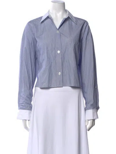 Pre-owned Twp Striped Long Sleeve Button-up Top In Blue