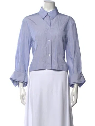 Pre-owned Twp Striped Long Sleeve Button-up Top In Blue