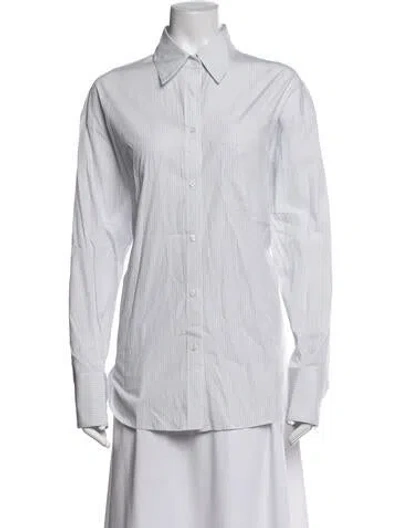 Pre-owned Twp Striped Long Sleeve Button-up Top In Blue