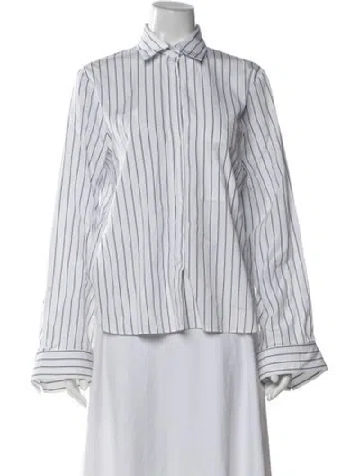 Pre-owned Twp Striped Long Sleeve Button-up Top In Blue/white
