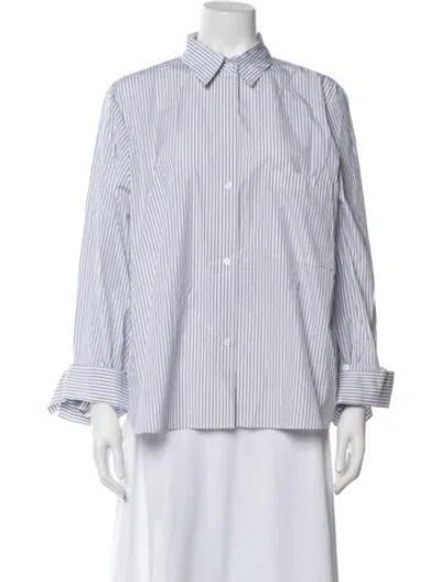 Pre-owned Twp Striped Long Sleeve Button-up Top In Blue/white
