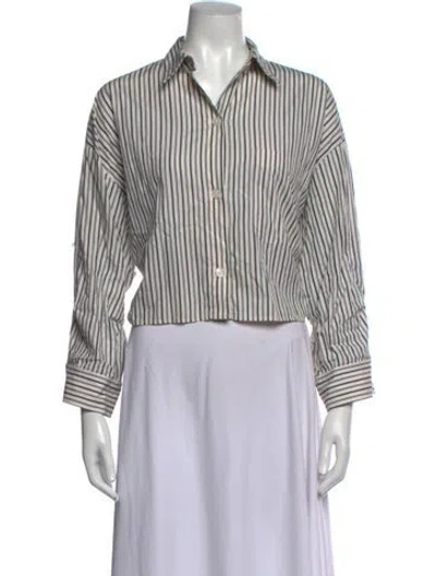 Pre-owned Twp Striped Long Sleeve Button-up Top In Blue/white