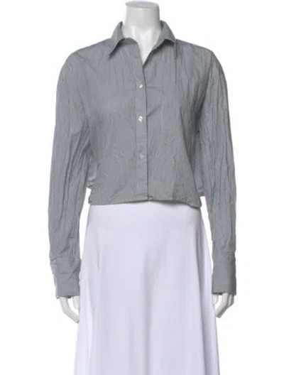 Pre-owned Twp Striped Long Sleeve Button-up Top In Gray