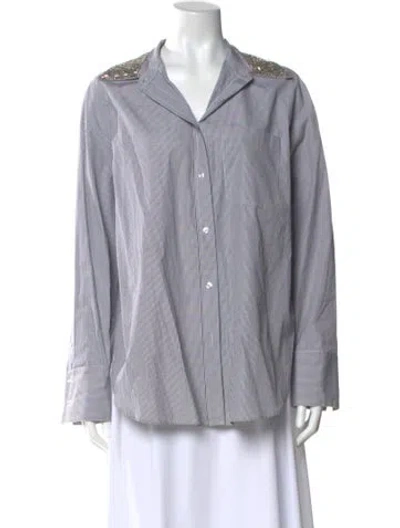 Pre-owned Twp Striped Long Sleeve Button-up Top In Gray