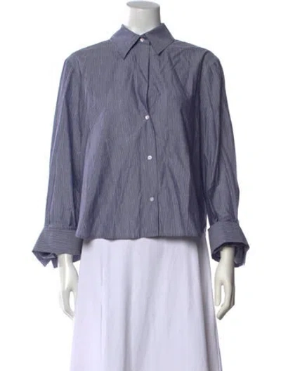 Pre-owned Twp Striped Long Sleeve Button-up Top In Gray