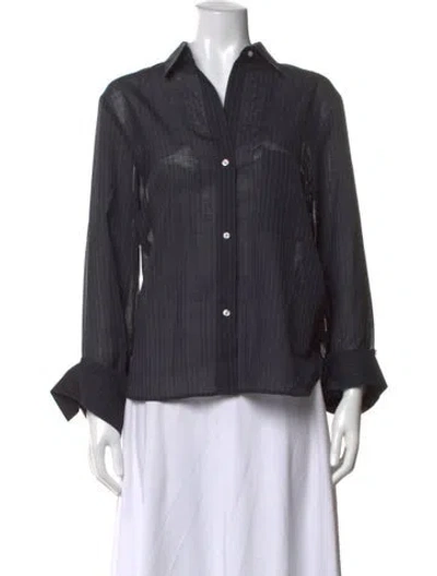 Pre-owned Twp Striped Long Sleeve Button-up Top In Grey