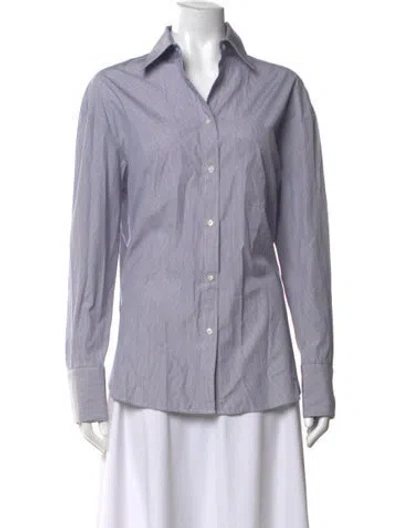 Pre-owned Twp Striped Long Sleeve Button-up Top In Grey