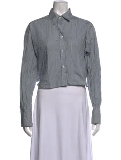 Pre-owned Twp Striped Long Sleeve Button-up Top In Grey