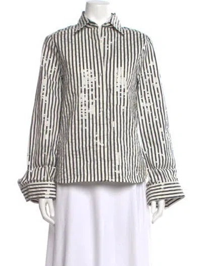 Pre-owned Twp Striped Long Sleeve Button-up Top In Multi
