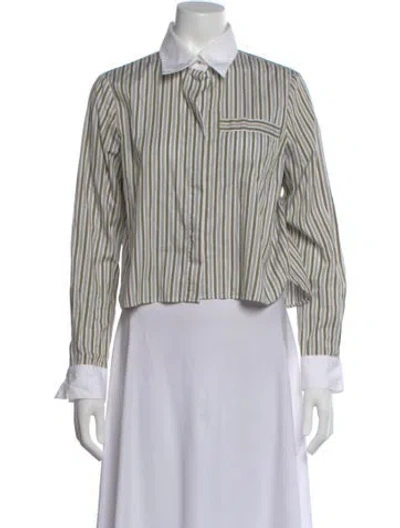 Pre-owned Twp Striped Long Sleeve Button-up Top In Multi