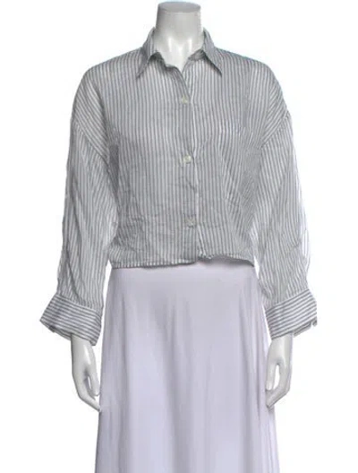 Pre-owned Twp Striped Long Sleeve Button-up Top In Multicolor