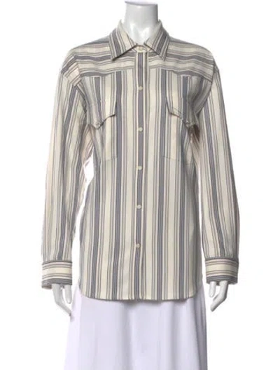 Pre-owned Twp Striped Long Sleeve Button-up Top In Multicolor