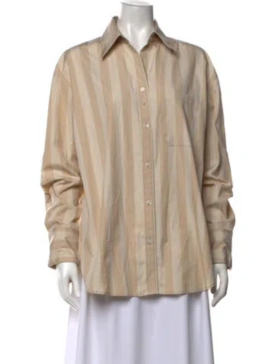 Pre-owned Twp Striped Long Sleeve Button-up Top In Neutrals