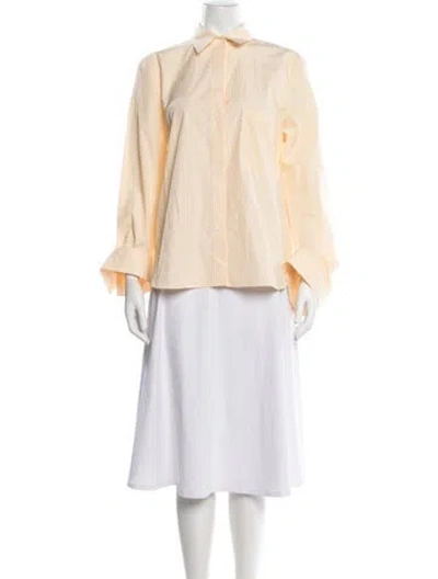 Pre-owned Twp Striped Long Sleeve Button-up Top In Neutrals