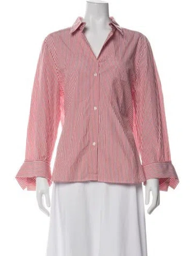 Pre-owned Twp Striped Long Sleeve Button-up Top In Pink