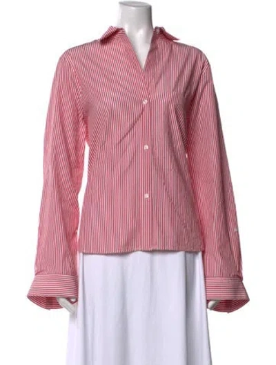Pre-owned Twp Striped Long Sleeve Button-up Top In Pink
