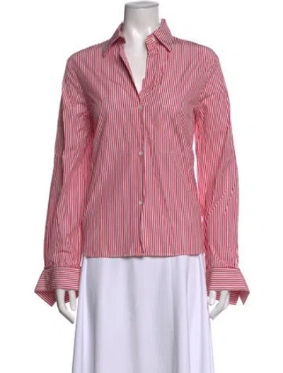 Pre-owned Twp Striped Long Sleeve Button-up Top In Pink