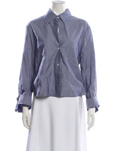 Pre-owned Twp Striped Long Sleeve Button-up Top In Purple
